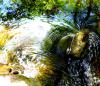 Rock, reflection, running water